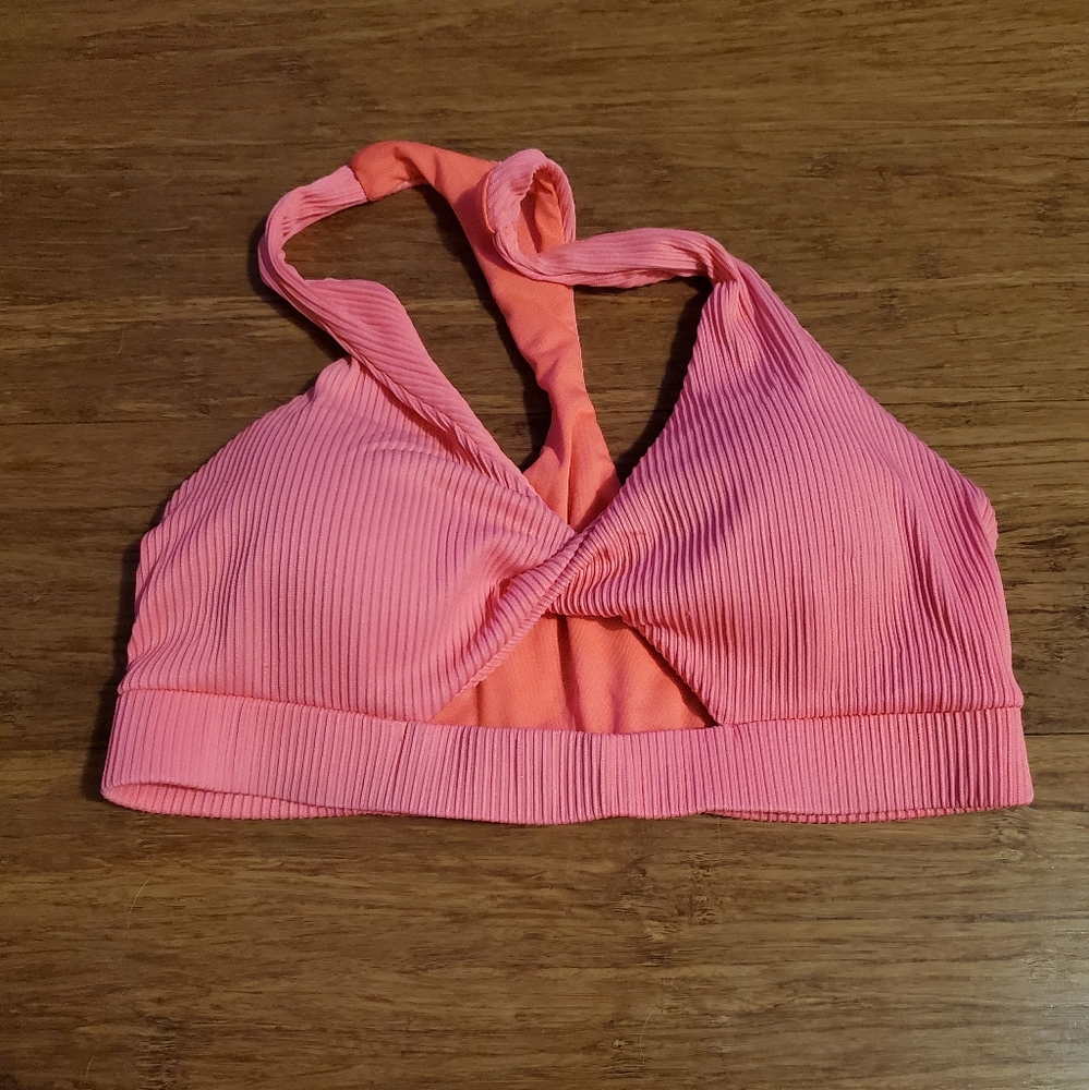 Coral Ribbed Halter Top